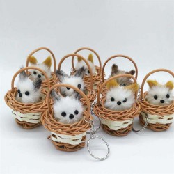 Keychain - basket kitten