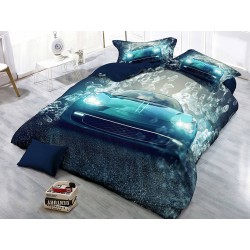 3D bed linen AUTO - blue